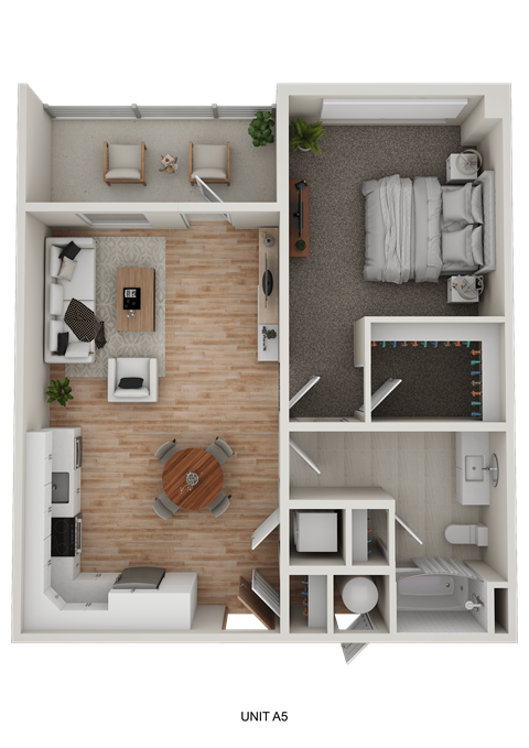 Floor plan for 1 bed, 1 bath, 759 sqft